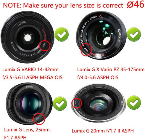 Z50 Lens Cap 46mm for Nikon Z50 with NIKKOR Z DX 16-50mm, Panasonic Lumix G Vario 14-42mm (2 Packs)
