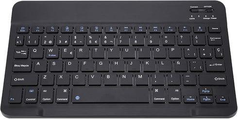 Spanish & English Language Keyboard, Rechargeable Portable Mini Keyboard with 7 Multimedia Keys, 78 Buttons, for iOS/for/for Android Tablet