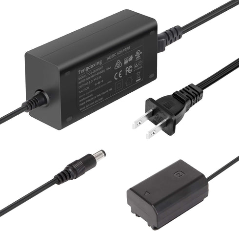 NP-FZ100 Continuous Power Adapter Dummy Battery Kit for Sony Alpha A6600, A6700, A7 Series Cameras