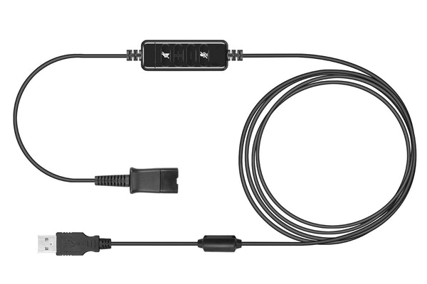 QD Headset USB Adapter Cable for Plantronics QD Wired Headset to USB Plug, In-line Volume Mute Controls, Works for