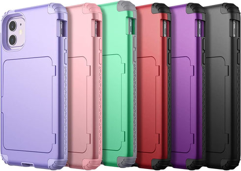 WeLoveCase iPhone 11 Wallet Case, Light Purple Defender Credit Card Holder with Hidden Mirror & Heavy Duty Protection