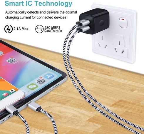 USB Wall Charger, 3 Pack 2.4A Dual Port Charging Block Power Adapter for iPhone 16 15 14 13 12 11 Pro Max