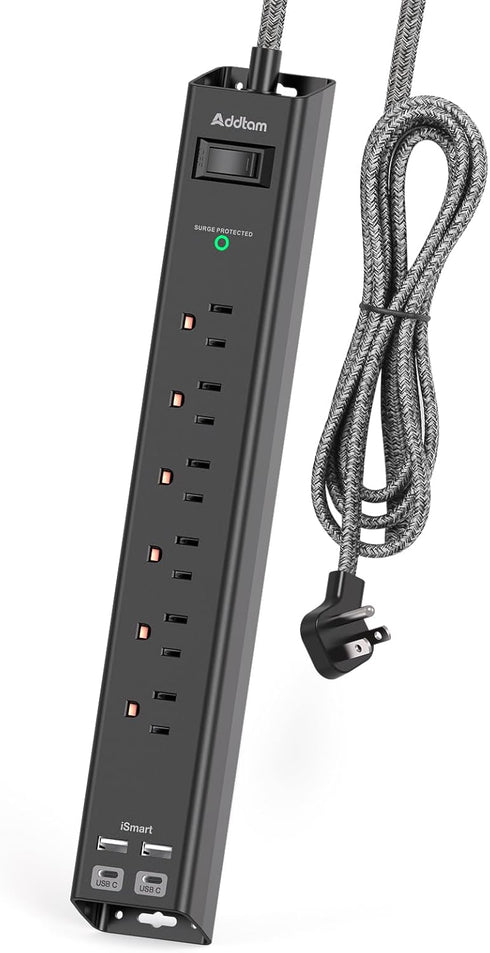 Surge Protector Power Strip with 6 AC Outlets and 4 USB Ports, 5ft Extension Cord for Home Office