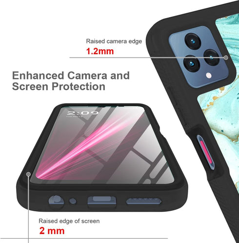 TJS Compatible for T-Mobile Revvl 6X 5G Case, with Built-in Screen Protector, TPU Matte Marble Soft Skin Case (Green)