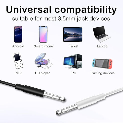 Generic 3.5mm Commute 2 Pack Wired Earbuds in-Ear Headphones with Microphone & Volume Control, Jack Stereo Sound, Noise