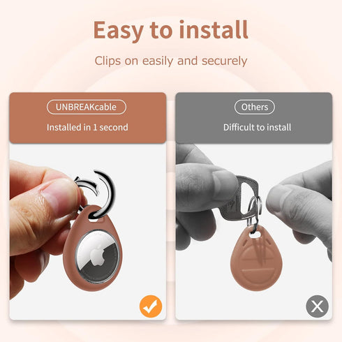 UNBREAKcable Apple AirTag Holder - 4 Pack, Waterproof TPU Shell Protective Case with Metal Keychain, Easy to Install,