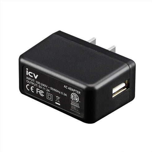 icv USB Wall Charger, 5V 2A AC Power Adapter with US Plug for Phone, Tablet, and Other USB Devices, Small and