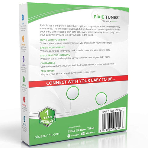 Premium Baby Bump Headphones - Award-Winning Pregnancy Speakers to Play Music and Talk to Your Baby, White