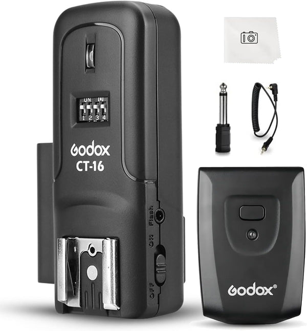 GODOX CT-16 Wireless Radio Flash Trigger Receiver Kit,433MHz 2 in 1 Flash Transmitter
