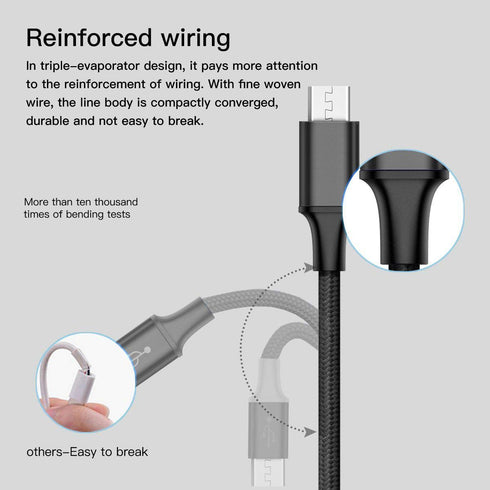 Puxnoin Multi Charging Cable, 2Pack Short 1FT Braided Universal 3 in 1 USB Cable with Type-C, Micro USB Connectors
