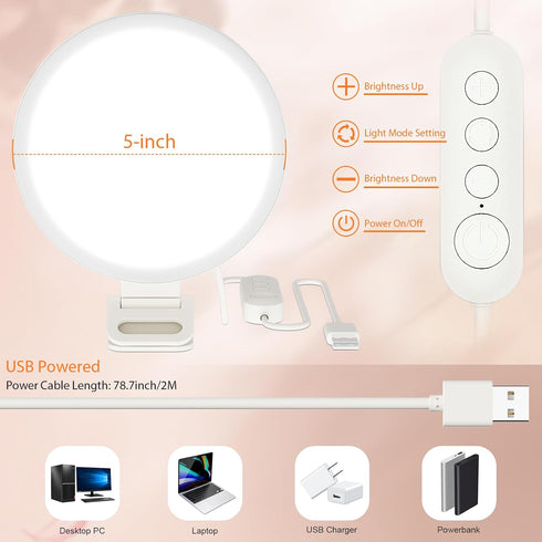 ACMEZING 60 3 Upgraded Full Screen Ring Light LED Side Emitting Anti-Glare Clip-on Light for Phone iPhone Computer