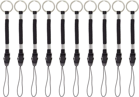 Honbay 10PCS Black Nylon Straps Lanyards - Detachable Buckle for Flashlight, Cell Phone, USB Drive, and More