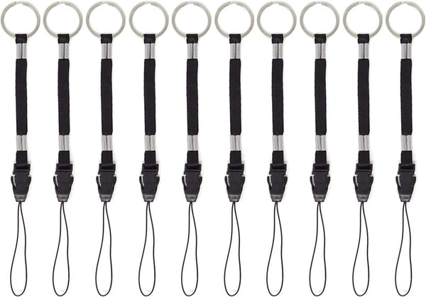 Honbay 10PCS Black Nylon Straps Lanyards - Detachable Buckle for Flashlight, Cell Phone, USB Drive, and More