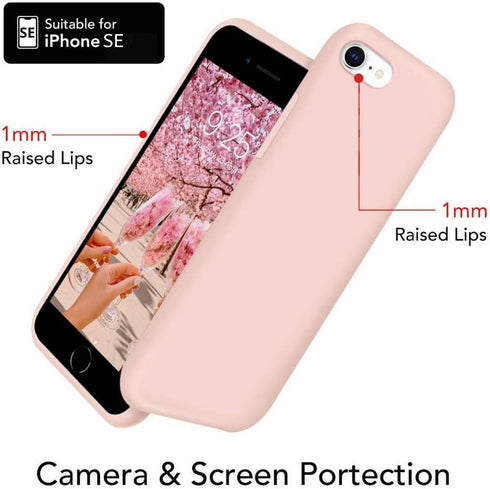 IceSword iPhone SE 3 Case 2022 - Silicone Sand Pink Liquid Gel Rubber Cover for 4.7" iPhone SE 3