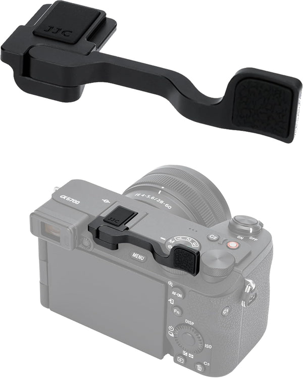 JJC Deluxe Metal Thumb Up Grip for Sony A6700 Camera, Hot Shoe Thumb Rest Support Grip with Anti-Scratch Silicone Pad