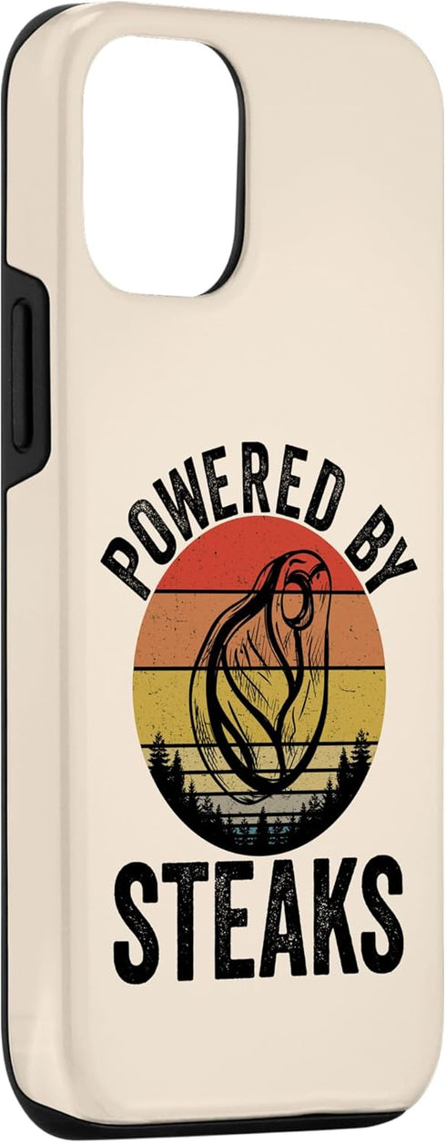 Primal Meat Based Nutrition Lifestyle Merch. 12/12 Powered by Steaks Carnivore Diet Meat Lover Quote Case for iPhone
