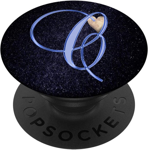 C Blue Moon Heart Space Galaxy Sky - Monogram Initial Letter