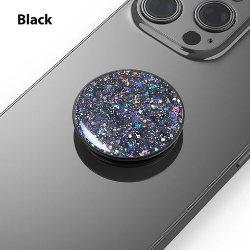 Phone Ring Holder, Phone Grip Holder Finger Kickstand, Foldable & Adjustable Metal Cell Phone Rings Gripper Stand Work with Magnetic Car Mount for iPhone Samsung & Other Phones - Sparkle Black