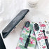 Compatible with iPhone XR Case, 3D Embossed Pink Flowers Gray Shell Design, Rugged Shockproof Case (Flamingo)