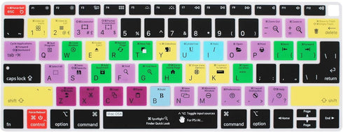 HRH Shortcut Hotkey Silicone Keyboard Cover Skin for MacBook Air 13 Inch 2018 Release A1932 with Retina Display and