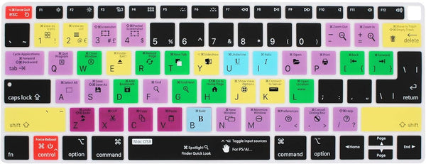 HRH Shortcut Hotkey Silicone Keyboard Cover Skin for MacBook Air 13 Inch 2018 Release A1932 with Retina Display and