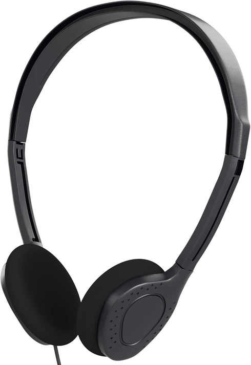 Bulk Over The Head Inexpensive Disposable Headphones Wholesale Lot Kids Individually Bagged for Schools, Libraries, Hospitals (1 Pack, Black)