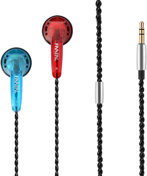 Wired Earphone Snow-Lotus, 1.0 in Ear Earphones, 64 Ohm Clear Sound, HD Bass Driven Audio, 3.5mm Headset (Blue&Red)