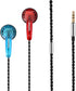 Wired Earphone Snow-Lotus, 1.0 in Ear Earphones, 64 Ohm Clear Sound, HD Bass Driven Audio, 3.5mm Headset (Blue&Red)