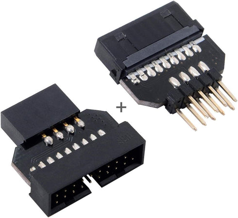 chenyang 2 Pack USB 2.0 Front Panel Header 9/10Pin Male/Female to 19/20Pin Connector Adapter