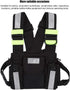 Radio Chest Harness Rig Holster Pack, Front Pouches Zipper Bag with Green Reflective Strips for Walkie Talkies