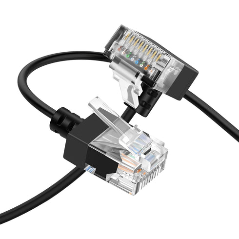 Cat6A Ethernet Cable 90 Degree Up Angled 3.3FT, Flexible Slim & Ultra