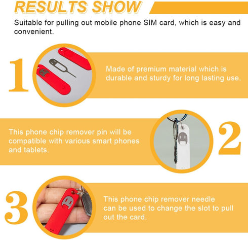 jojofuny 3pcs Set Sim Card Remover Tool with Silicone Protective Case, Phone Chip Removal Needle Pin Keychain