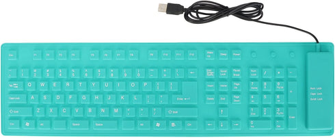 Foldable Silicone Keyboard, 108 Keys Waterproof Rollup USB Wired Keyboard for PC/Laptop/Notebook (Green)