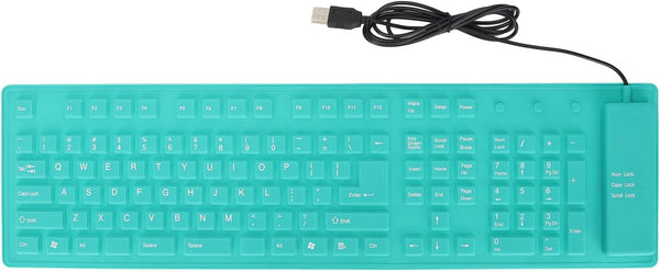 Foldable Silicone Keyboard, 108 Keys Waterproof Rollup USB Wired Keyboard for PC/Laptop/Notebook (Green)