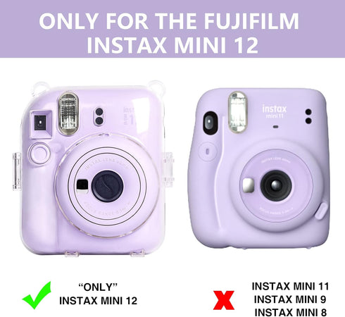 Instant Mini 12 Clear Case for Fujifilm Instax Mini 12 Camera, Protective Case with Upgraded Back Pocket