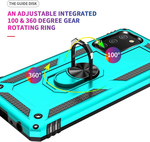 Samsung A02s Case with HD Screen Protector, Military-Grade Kickstand Holder, Shockproof Cover for Galaxy A02s, Green