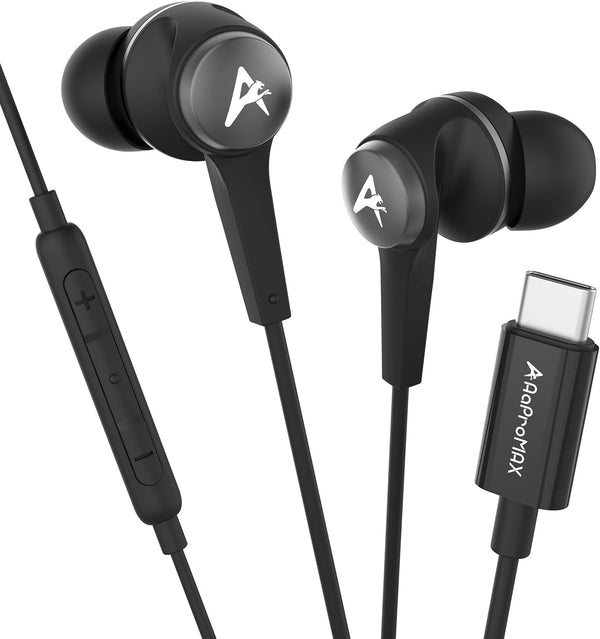 USB C Headphones Earbuds for iPhone 15 Pro Max, Wired Type C Earphones with Microphone for Android, Samsung Galaxy,