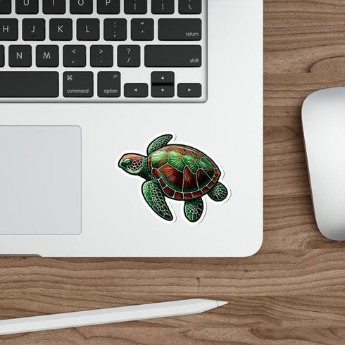 Weatherproof Sea Turtle Sticker Vinyl Decal, Small 4" Waterproof for Water Bottle, Mug, Laptop, Funny Gift ID44990