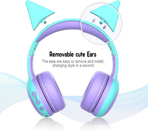 gorsun Bluetooth Kids Headphones with Microphone,Children's Wireless Headsets with 85dB Volume Limited Hearing Protection,Stereo Over-Ear Headphones for Boys and Girls (Purple)