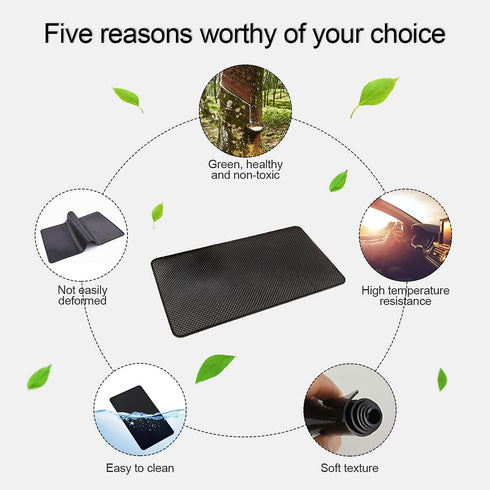 Car Dashboard Anti-Slip Rubber Pad, 10.6"x 5.9" Universal Non-Slip Sticky Adhesive Mat for Phones Sunglasses Keys