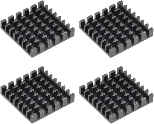 uxcell 5x25x25mm Black Aluminum Heatsink, Thermal Adhesive Pad Cooler for 3D Printers (4Pcs)