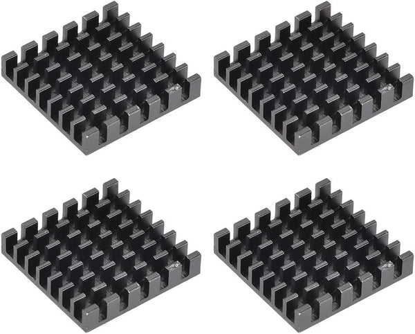 uxcell 5x25x25mm Black Aluminum Heatsink, Thermal Adhesive Pad Cooler for 3D Printers (4Pcs)