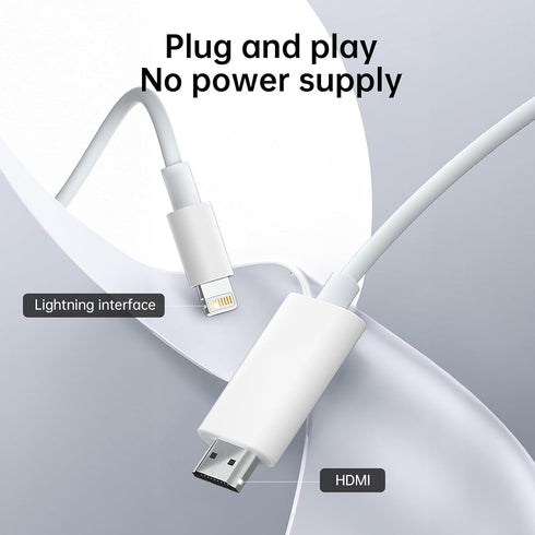 HDMI Cable for iPhone(No Need Power Lightning to HDMI cable), Digital AV Adapter 1080P HD Video Sync Screen Connector iPhone to HDMI for TV Projector Monitor