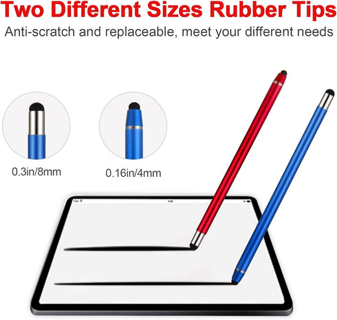 Waycco Stylus Pens for Touch Screens - High Sensitivity 2 in 1 Capacitive Stylus with 8 Tips for iPad iPhone Tablets -