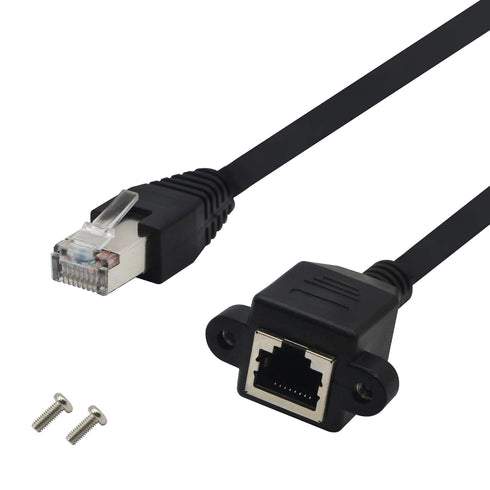 GINTOOYUN Panel Mount RJ45,RJ45 Male to Female Screw Panel Mount CAT6/5e/5 Shielded Network LAN Extender Cord Connector (LINE)