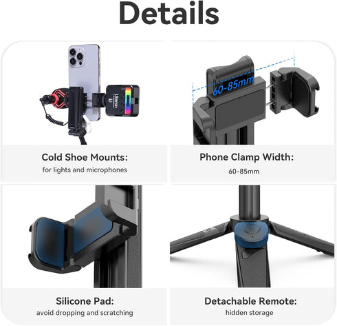 ULANZI Select JJ02 3 1 4 2 360 ULANZI Mini Phone Tripod with Romote for iPhone - in Cell Phone Selfie Stick Tripod