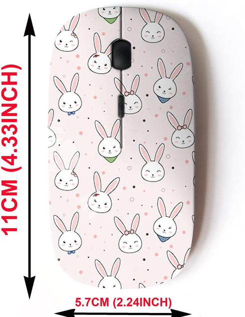 2.4G Wireless Mouse with Cute Pattern Design for All Laptops and Desktops with Nano Receiver - Cute Adorable Kawaii Rabbit Bunny