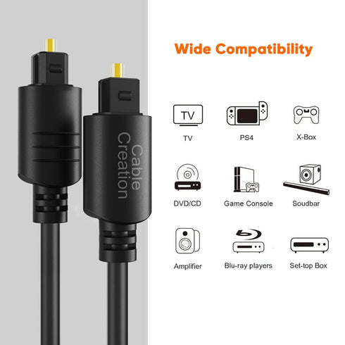 6 PS4, 1.8M CableCreation Digital Optical Audio Cable Feet, Fiber Optical Toslink Cable for Home Theater, Sound Bar