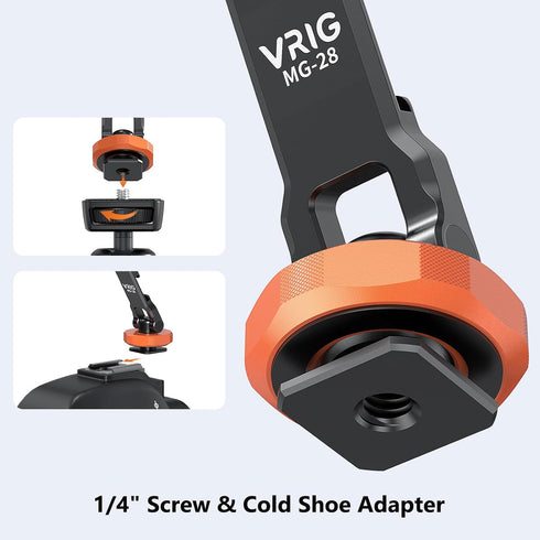 VRIG MG-28 1/4" 17 16 15 14 13 12 Magnetic Phone Tripod Mount for magsafe, Thread & Cold Shoe Camera Phone Mount