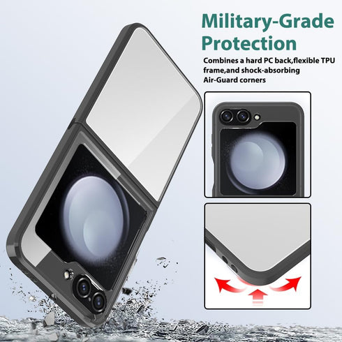 Hongxinyu Crystal Clear Case for Samsung Galaxy Z Flip6 2024, Slim Thin Soft TPU Bumper & Hard PC Back Protective Case